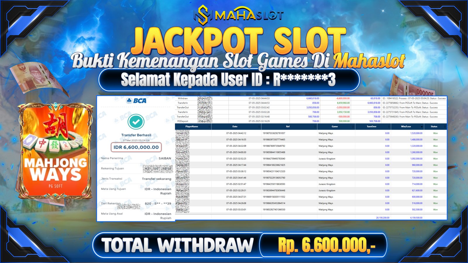 MAHASLOT JACKPOT SLOT GAMES MAHJONG WAYS Rp. 6.600.000,- LUNAS